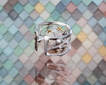 Load image into Gallery viewer, Geometric Ring for Women | Handmade Ring Crafted in 925 Sterling Silver | Inspired by Paper Cut Art