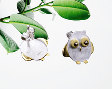 Load image into Gallery viewer, Mr.&Mrs.Owl | Playful Owls Sterling Silver Stud Earring | Handmade Earring Crafted in 925 Sterling Silver