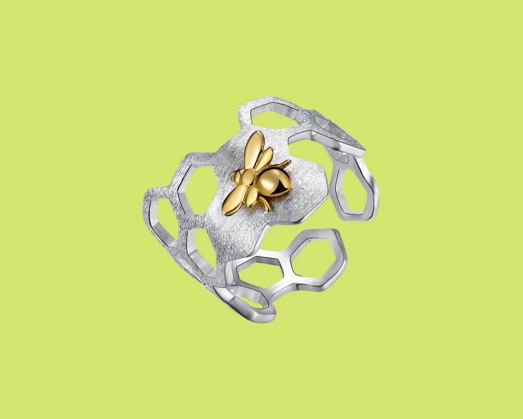 Honeycomb Ring for Women | Handmade Ring Crafted in 925 Sterling Silver | A Thoughtful Gift